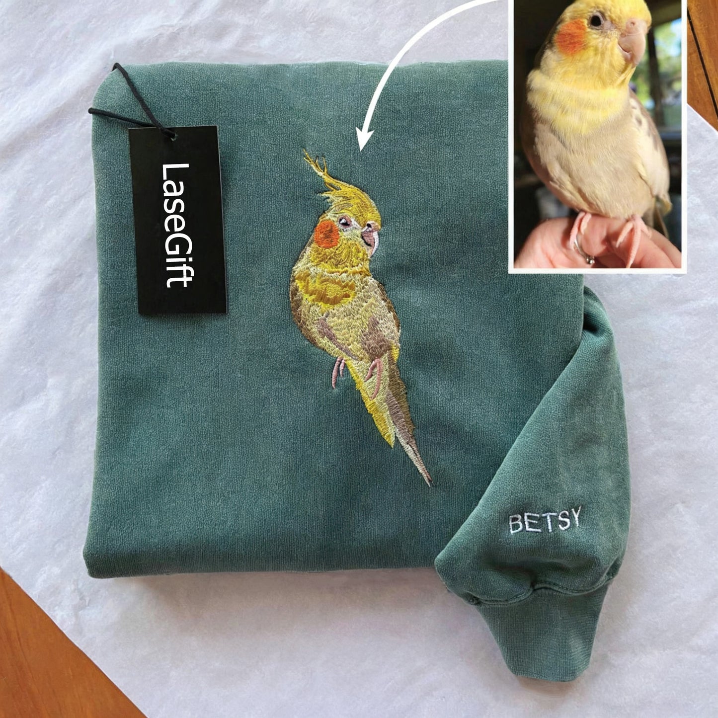 Custom Pet Portrait Embroidered Sweatshirt, Hoodie, Custom Pet Picture