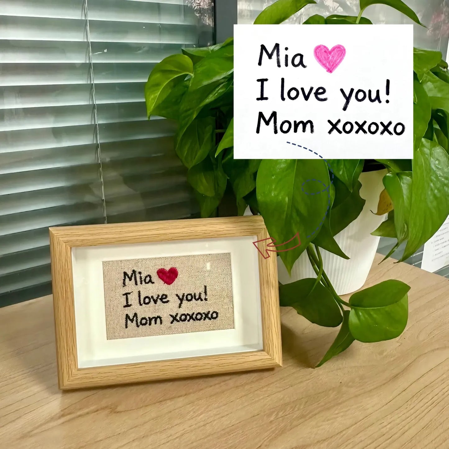 Custom Embroidered Handwritten Note on Canvas | Personalized Handwriting Replica | Custom Embroidery Gift | Embroidered Note Keepsake