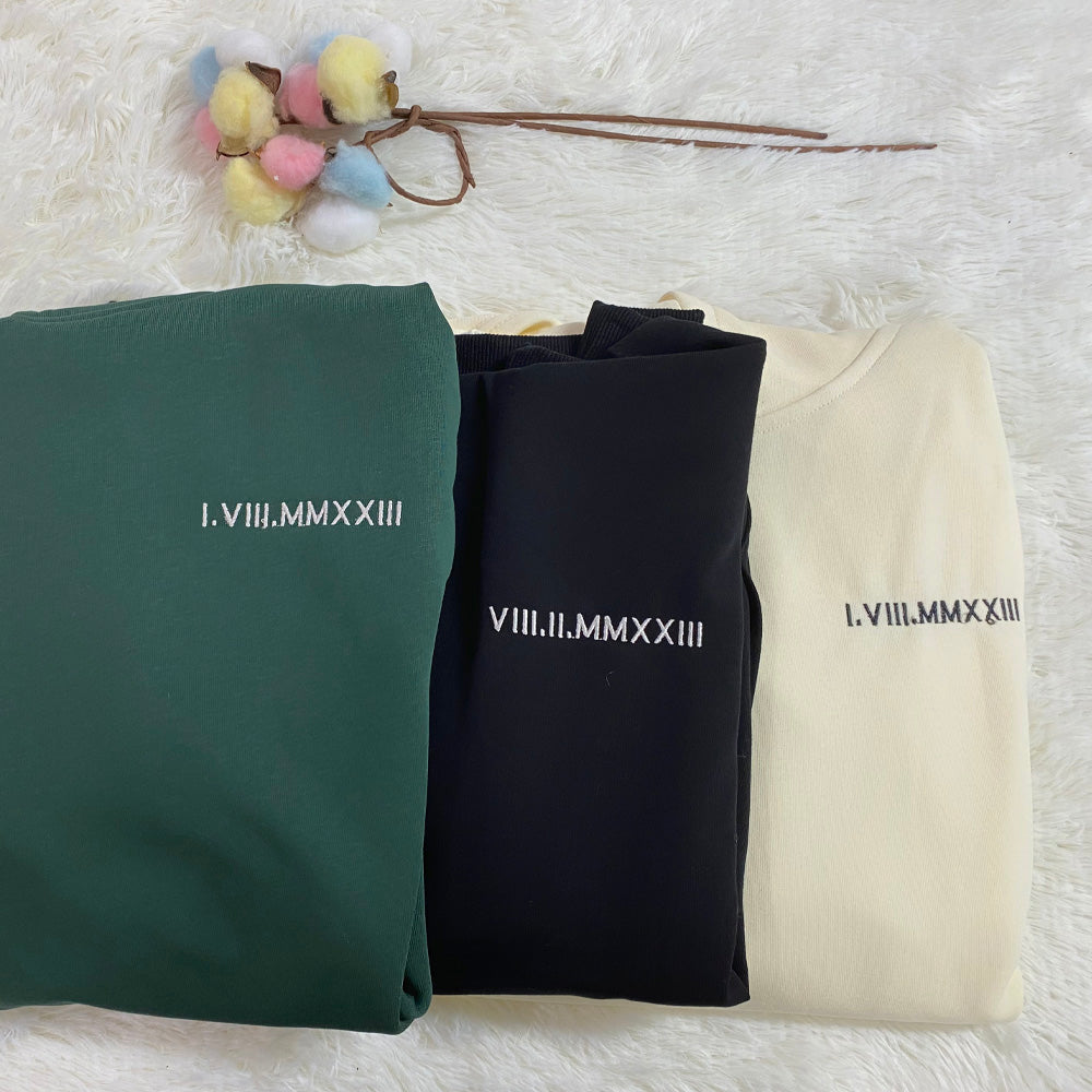 Personalized Roman Numeral Embroidered Sweatshirt