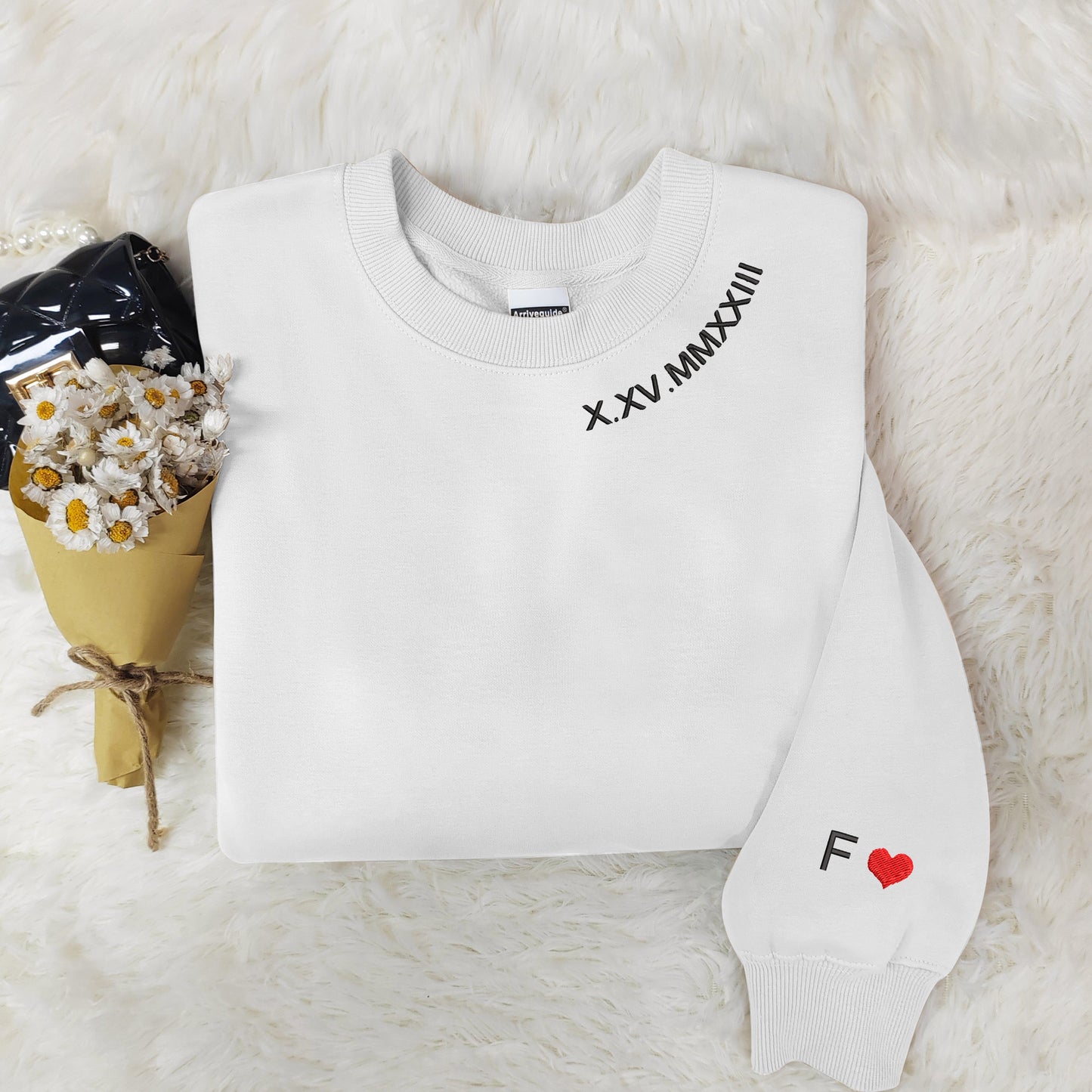 Personalized Roman Numeral Embroidery: Stylish Sweatshirt