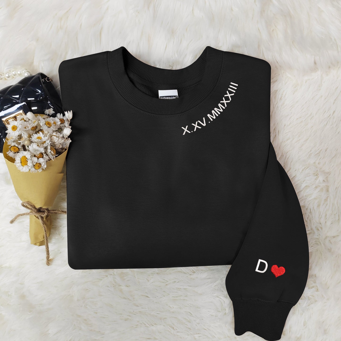 Personalized Roman Numeral Embroidery: Stylish Sweatshirt