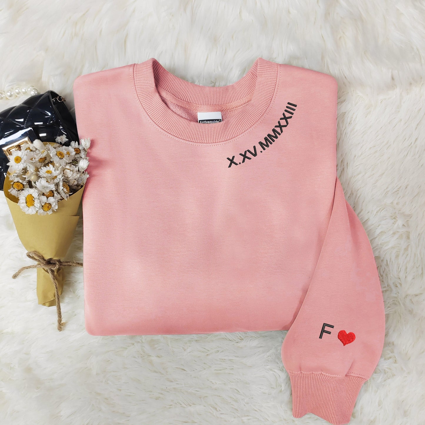 Personalized Roman Numeral Embroidery: Stylish Sweatshirt