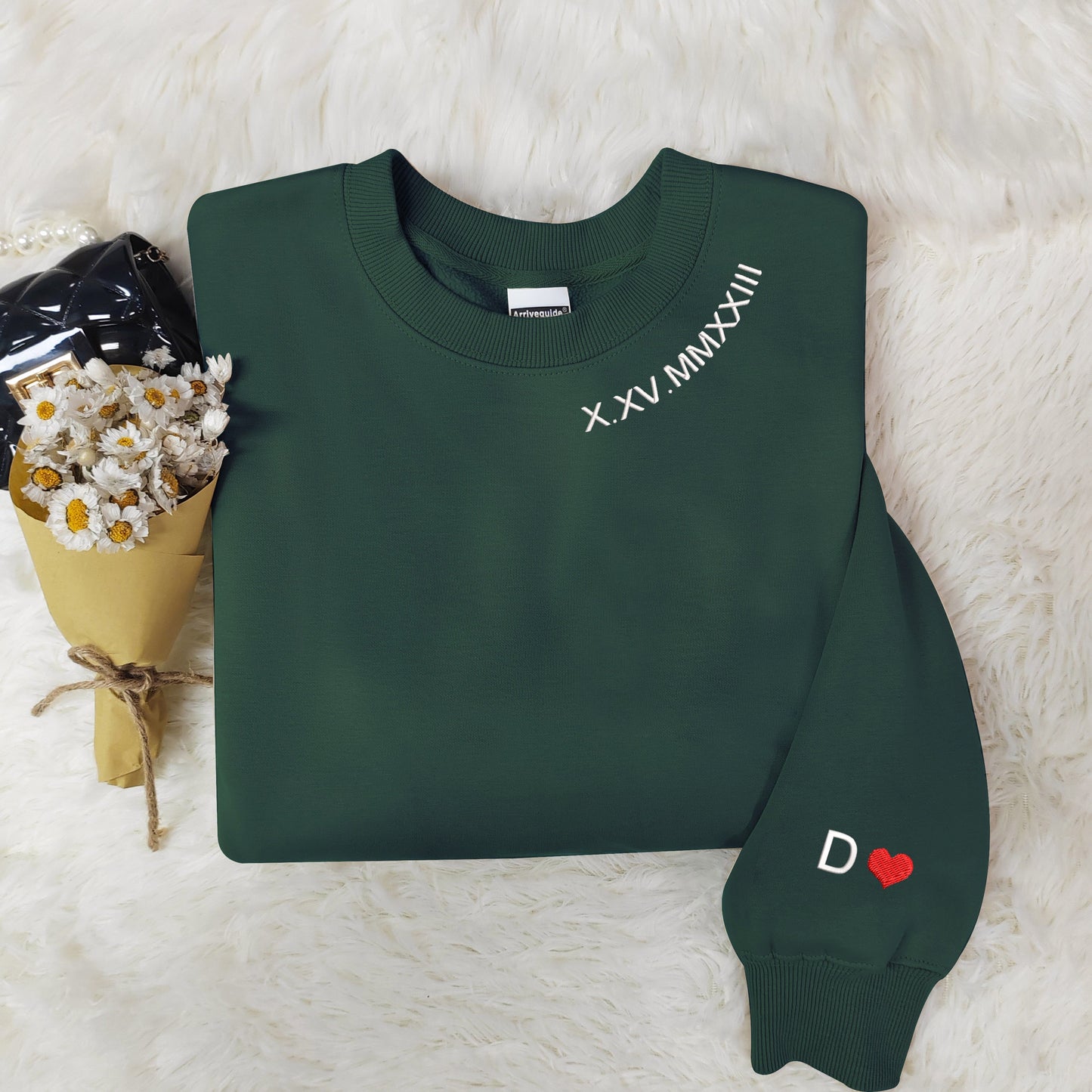 Personalized Roman Numeral Embroidery: Stylish Sweatshirt