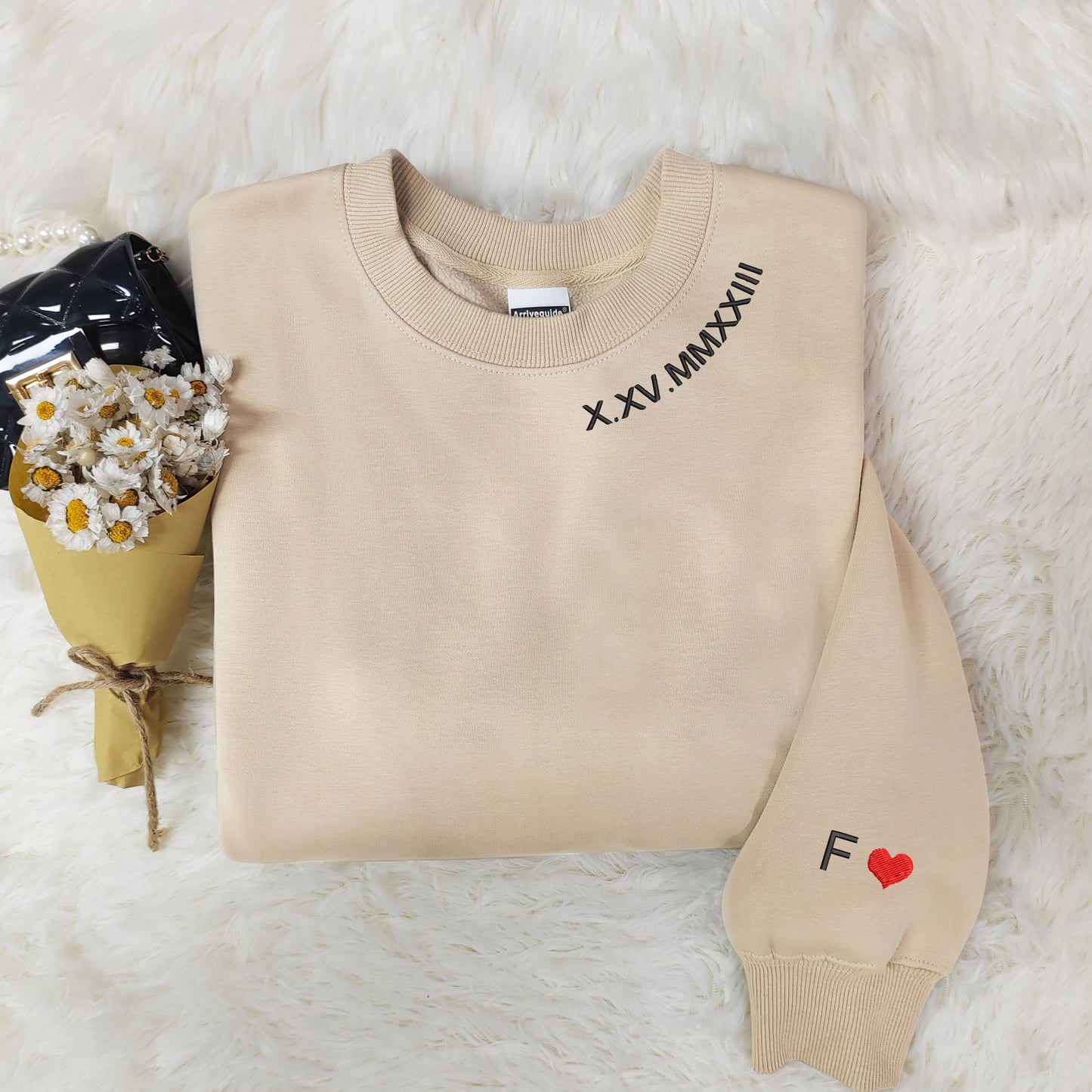 Personalized Roman Numeral Embroidery: Stylish Sweatshirt