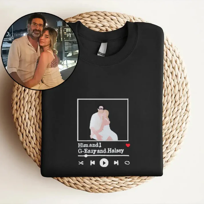 Sweatshirt gifts for couples, customized music player embroidered hoodies