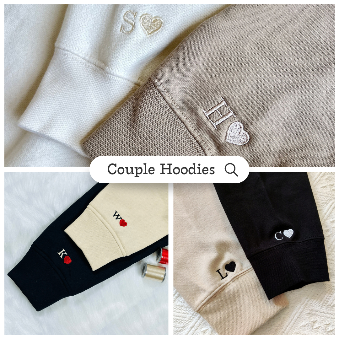 Custom Embroidered Couple Sweatshirts Hoodies, Personalized Portrait from Photo, Unique Anniversary Gift