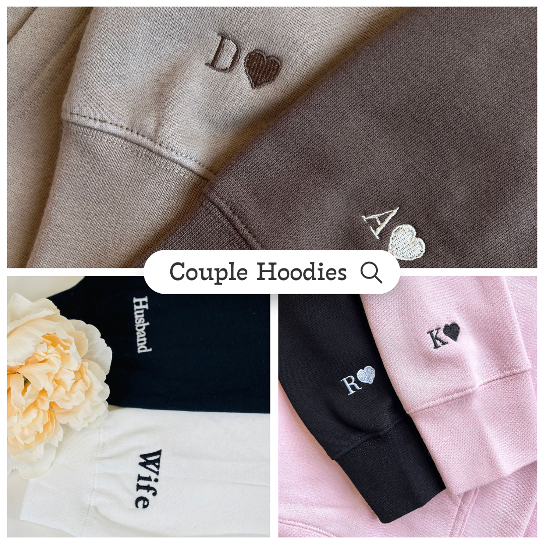 Custom Embroidered Doe Buck Est Year Matching Hoodies for Couples