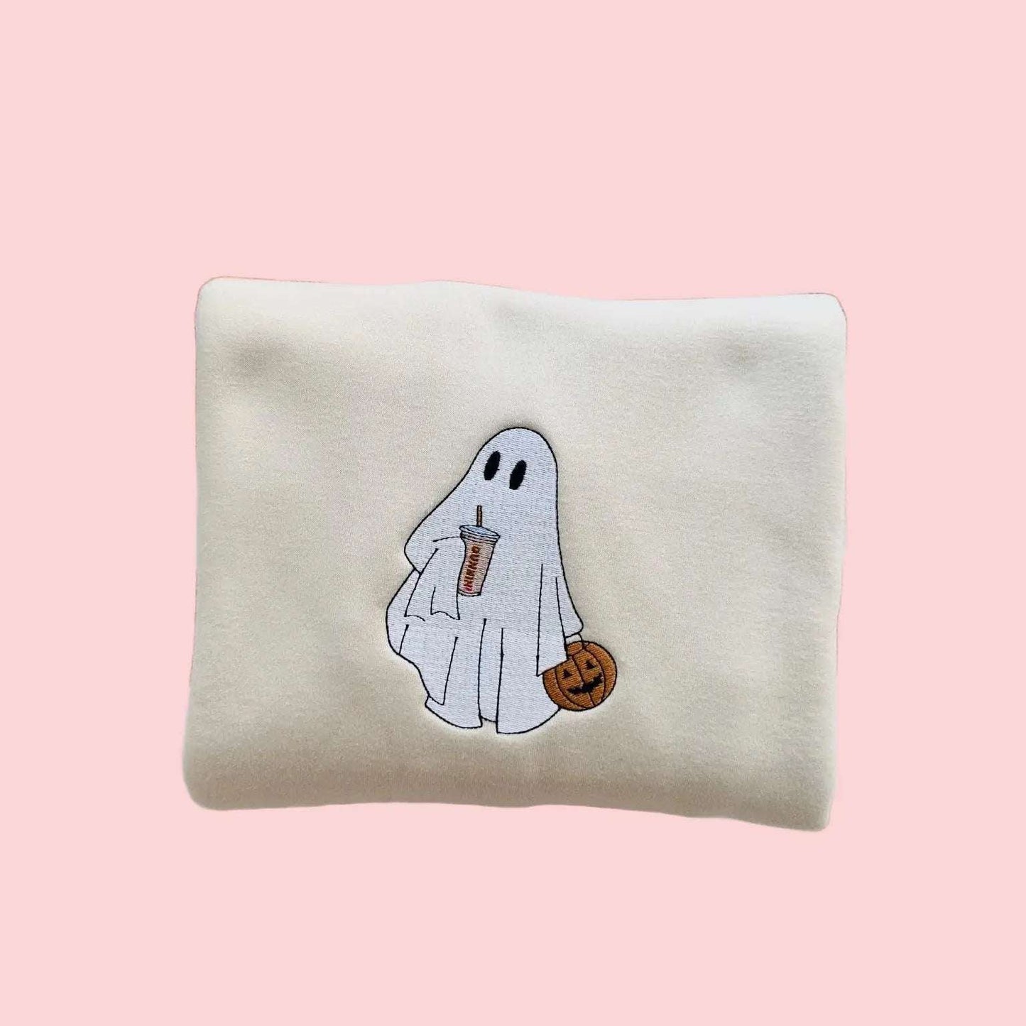 Personalized Ghost Drinking Embroidered Sweatshirt